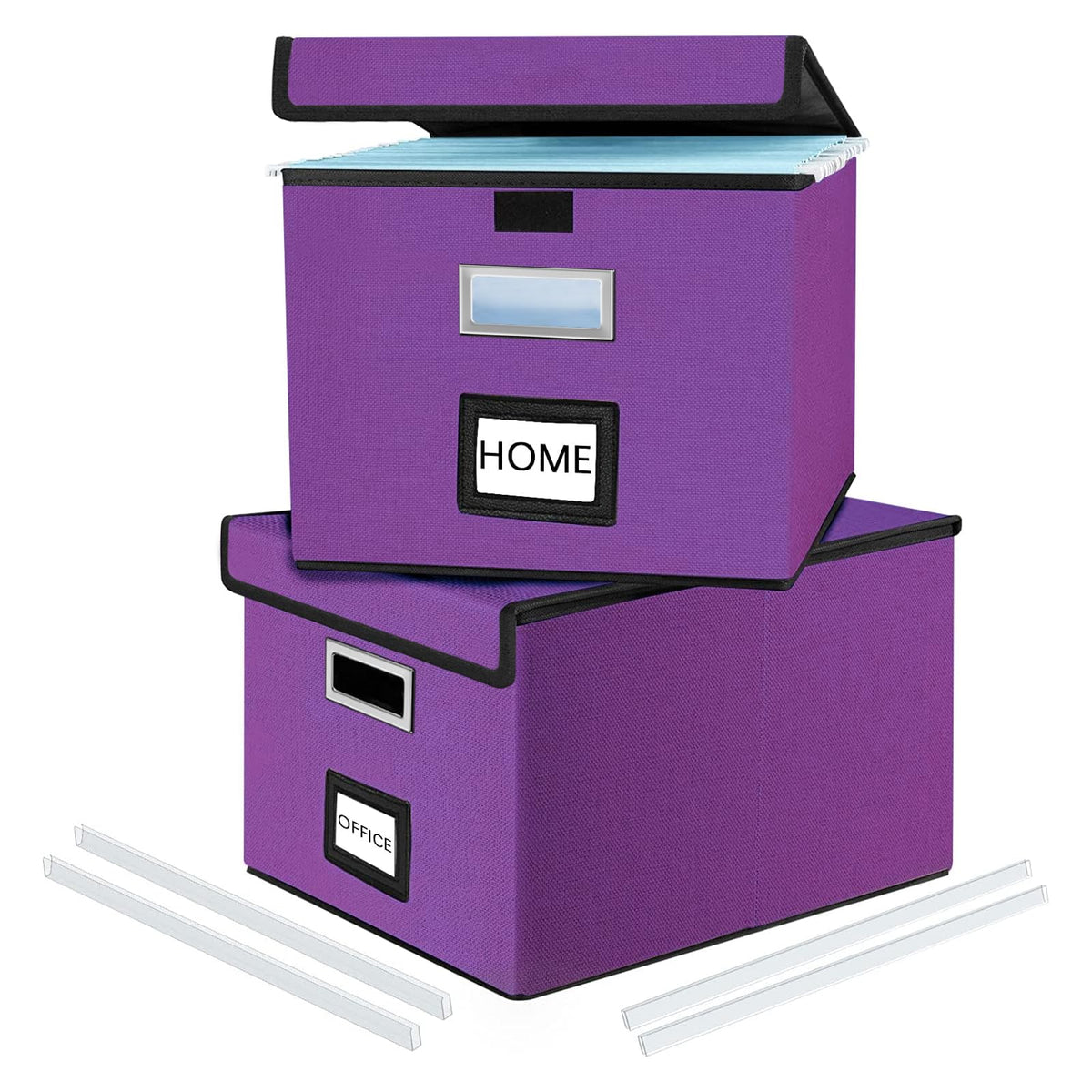 Huolewa File Organizer Box with Lids, Collapsible File Folder Organizer