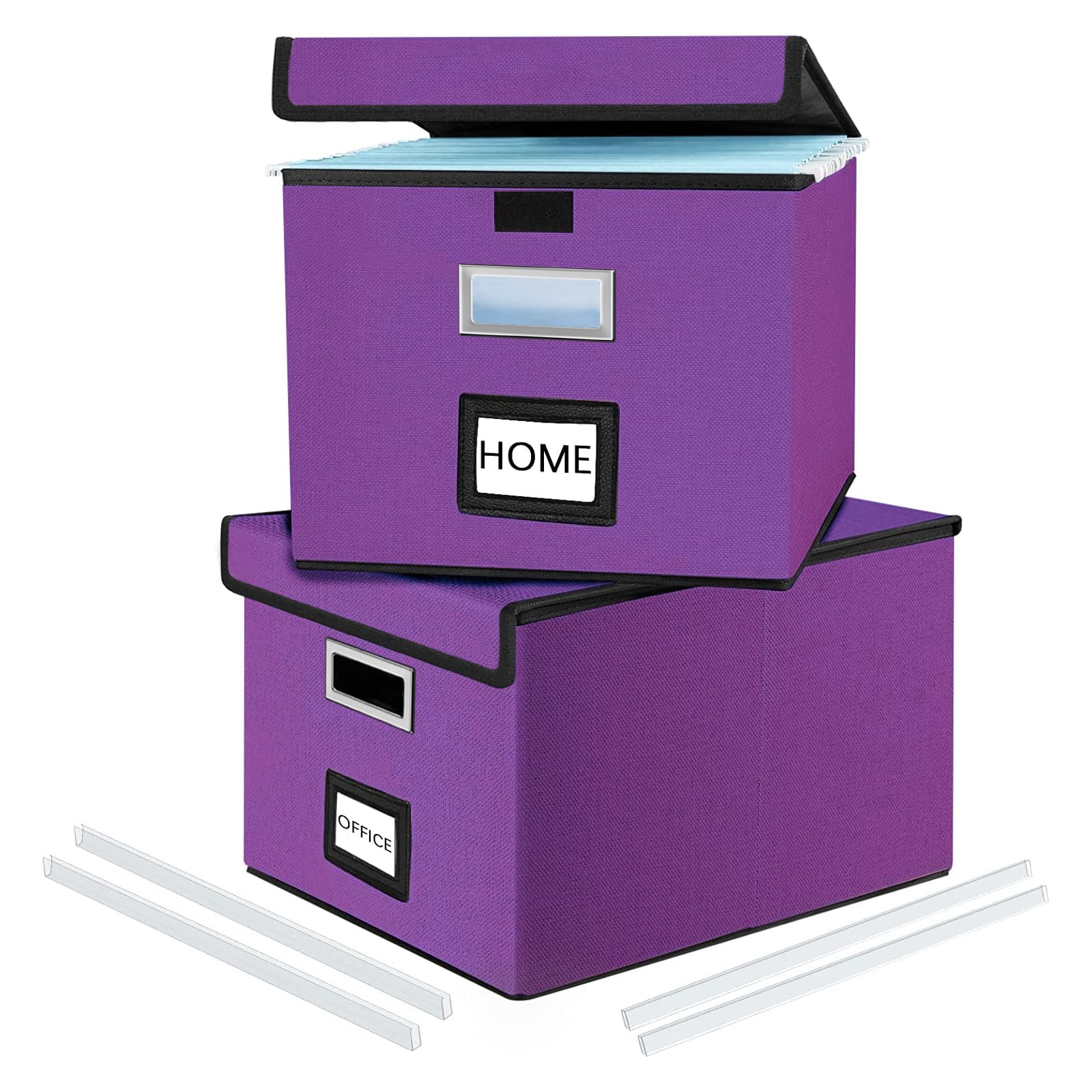 Huolewa File Organizer Box with Lids, Collapsible File Folder Organizer