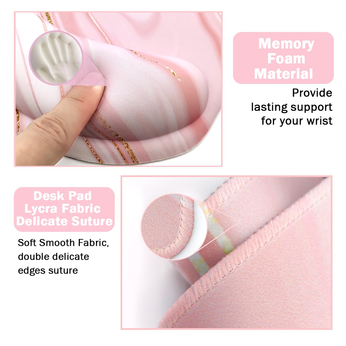 4-in-1 Gaming Mouse Pad Wrist Support Set，Desk Pad + Mouse Pad with Wrist Rest + Keyboard Wrist