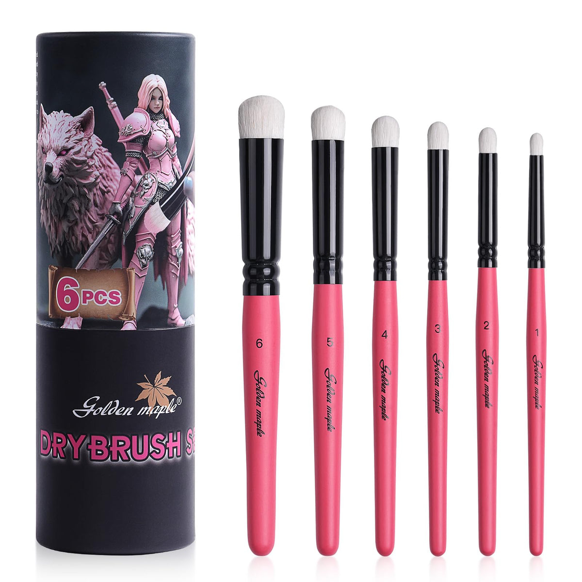 Golden Maple Dry Brush Miniature Painting Drybrush Set - 6PC Professional Modellers Miniature Paint