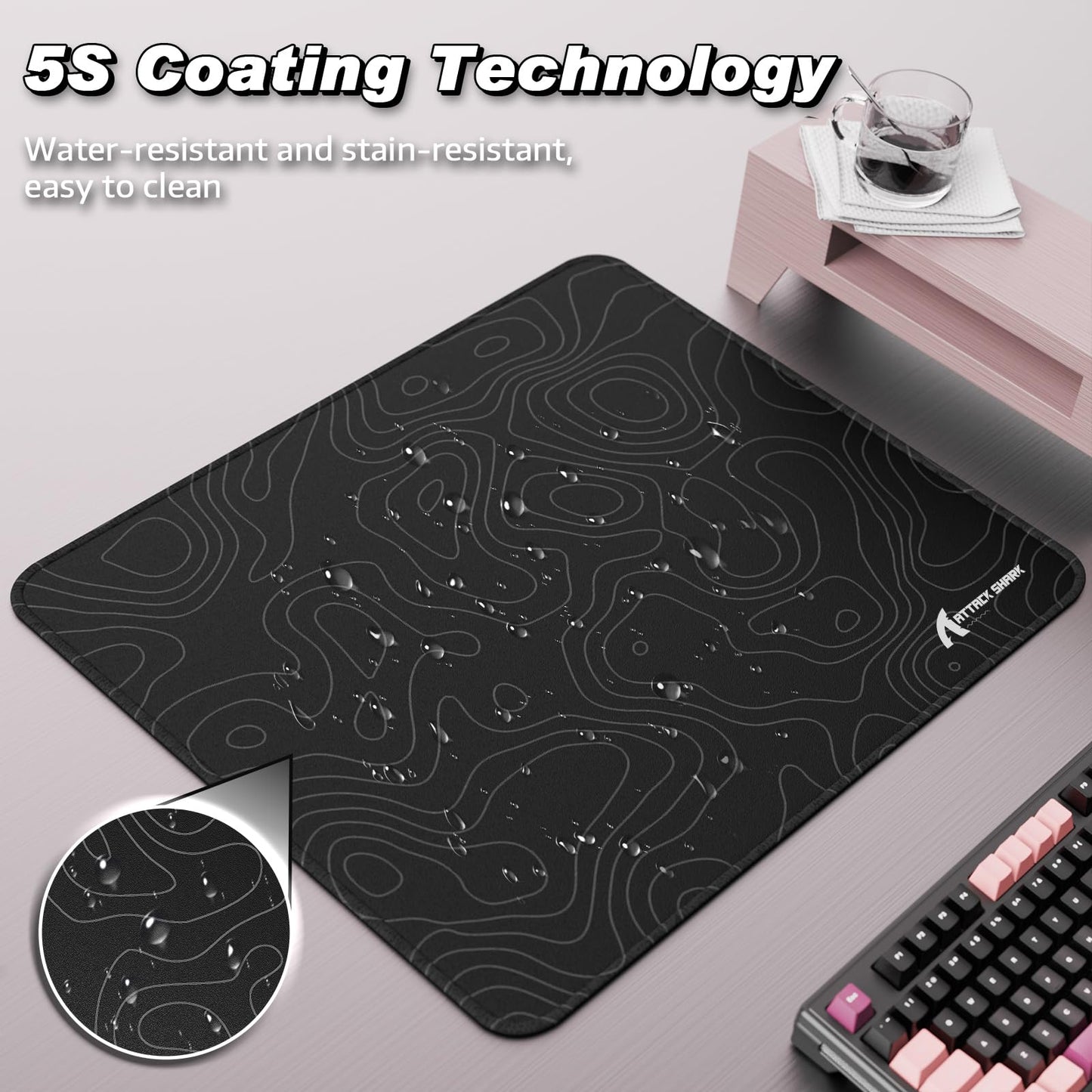 ATTACK SHARK CM02 Gaming Mouse Pad for Esports Speed Large Mouse mats for Desk Waterproof Surface
