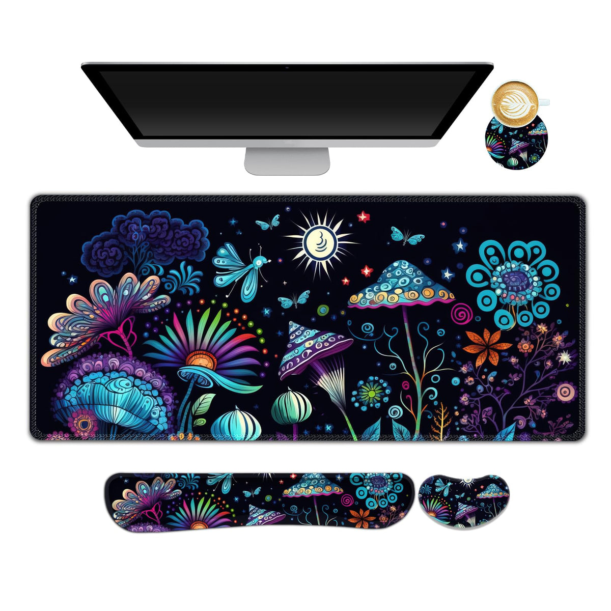 AIMSA Large Gaming Mouse Pad Set, Keyboard Wrist Rest Support+ Extended Mousepad+ Mouse Wrist
