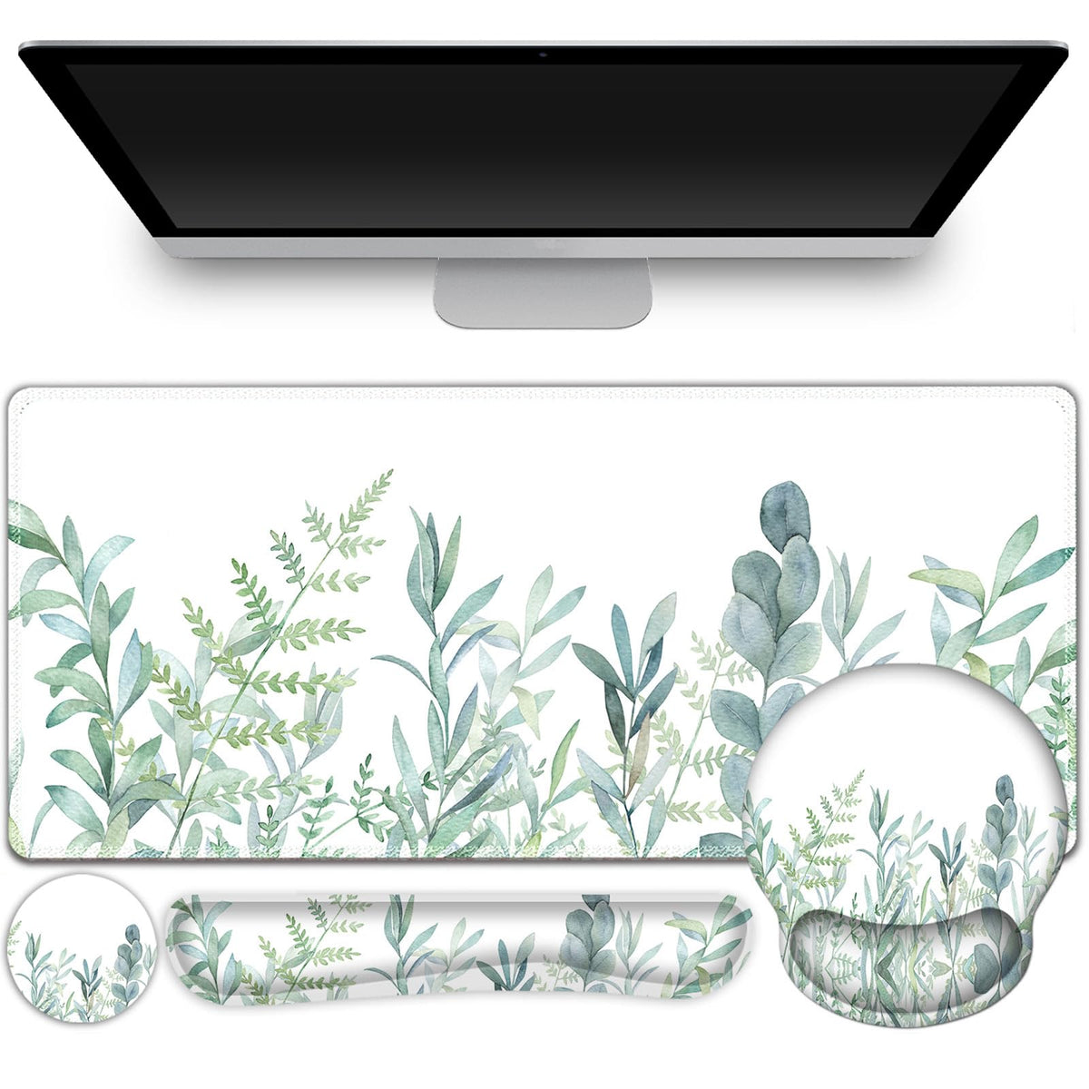 ToLuLu Desk Mat, XXL Large Mouse Pad Wrist Support Set，4 in1 Mousepad