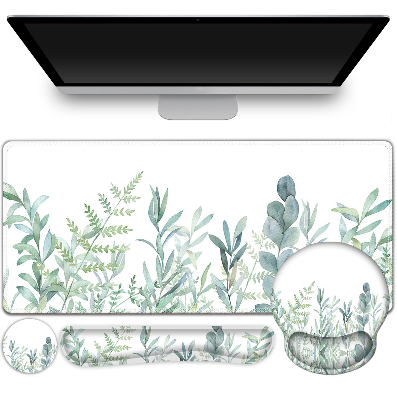 ToLuLu Desk Mat, XXL Large Mouse Pad Wrist Support Set，4 in1 Mousepad