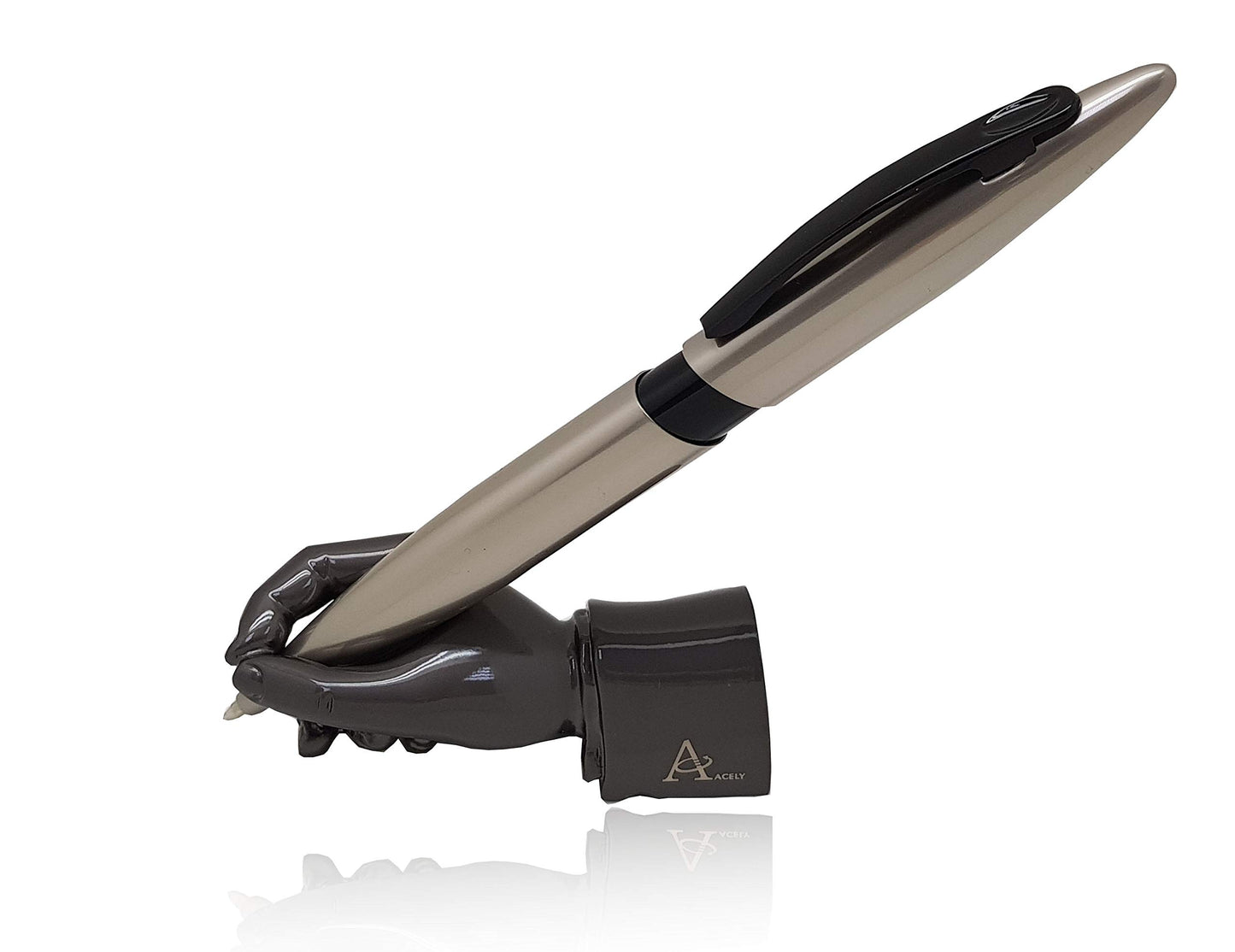 Acely Executive Solid Heavy Hand-Shaped Pen Holder Metal Art Craft Paperweight for Desktop
