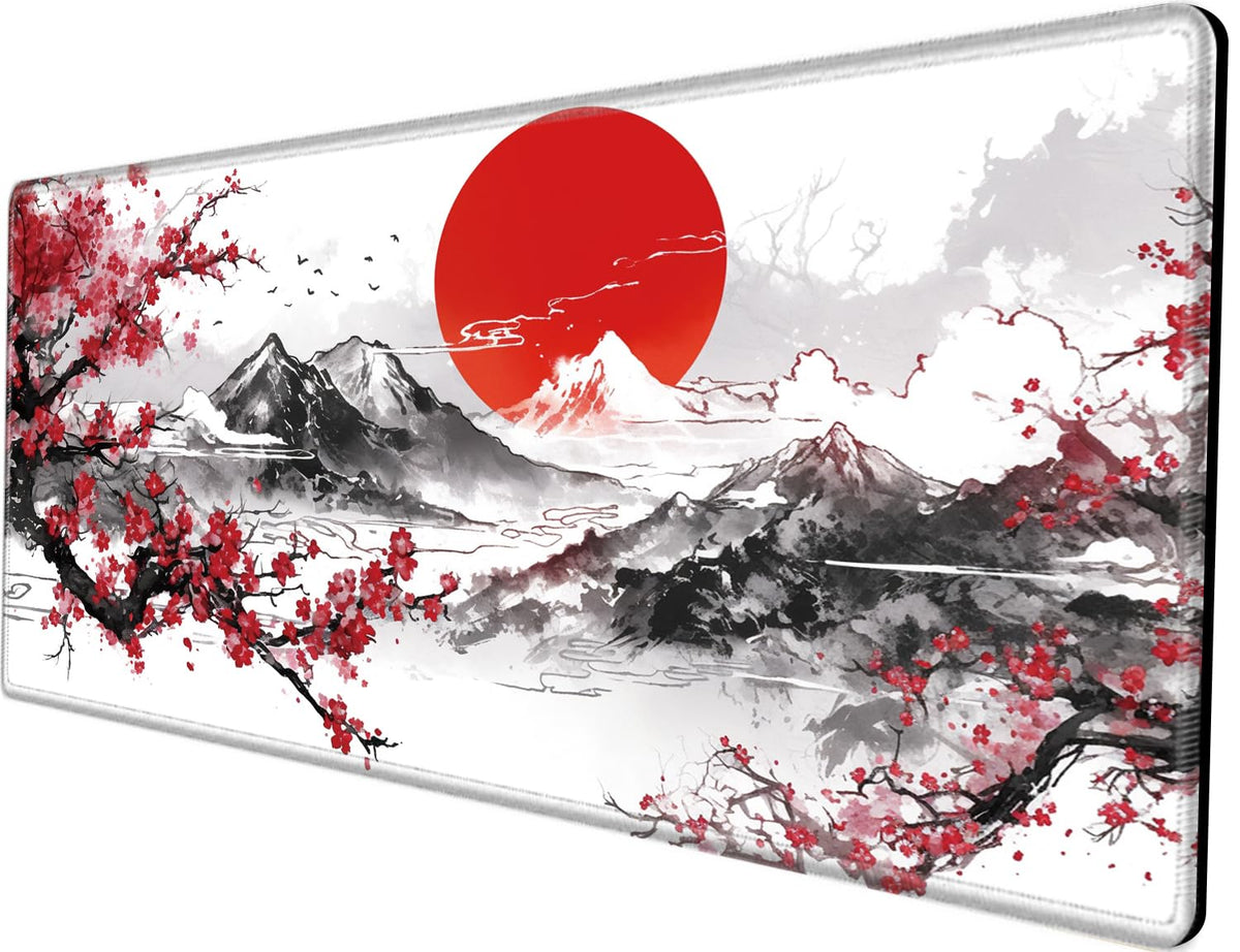 48x24 Mouse Pad Giant Cherry Blossom Desk Mat Large Mousepad Gaming Red Sakura Mouse Mat Huge