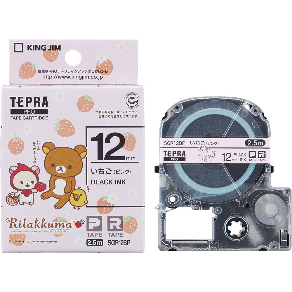 King Jim SGR12BP [Genuine] Tepra PRO Tape Cartridge Rilakkuma (Ichigo Pink) 0.5 inches (12 mm)