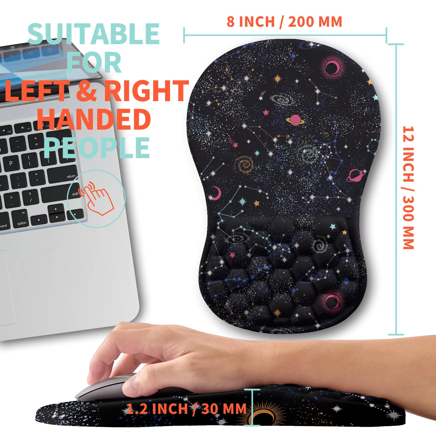 Kuosgm Ergonomic Mouse Pad Wrist Support with Memory Foam Massage Bulge, Carpal Tunnel Pain Relief