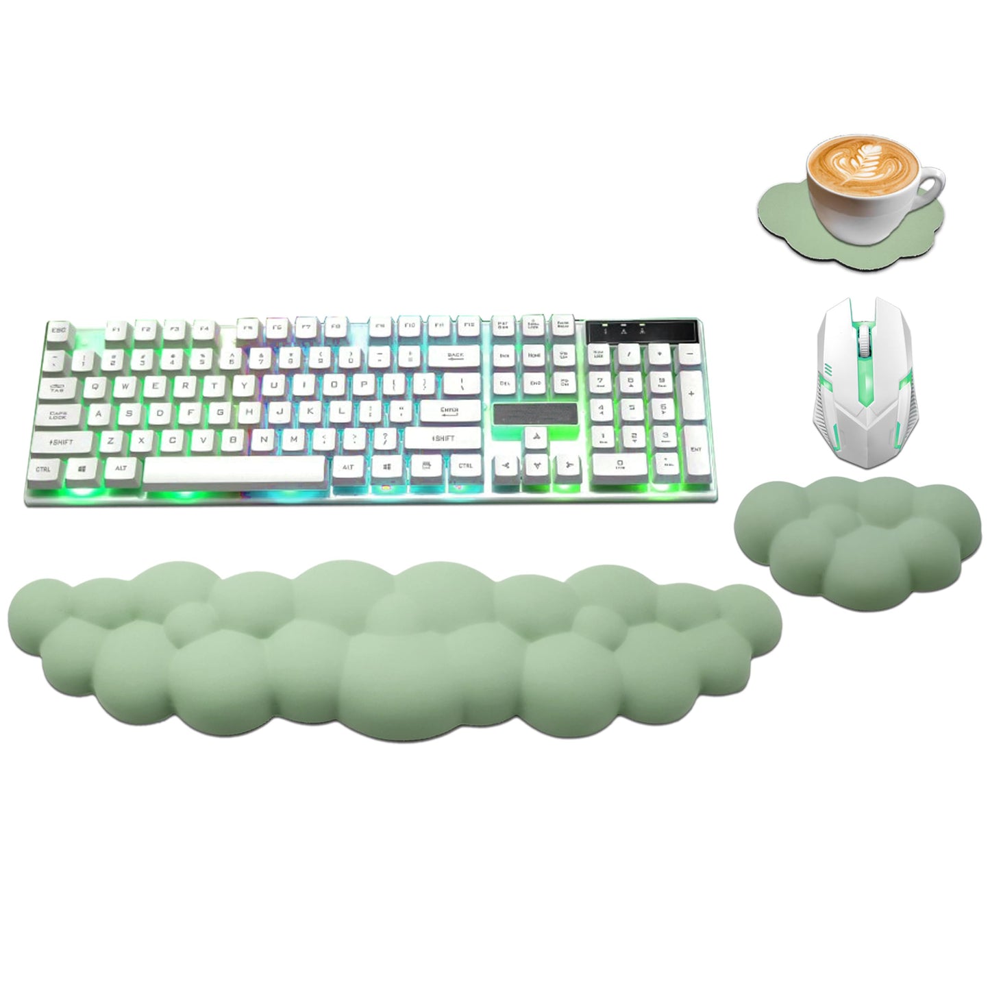 Cloud Wrist Rest Keyboard, Ergonomic Keyboard Wrist Rest, Pastel Green