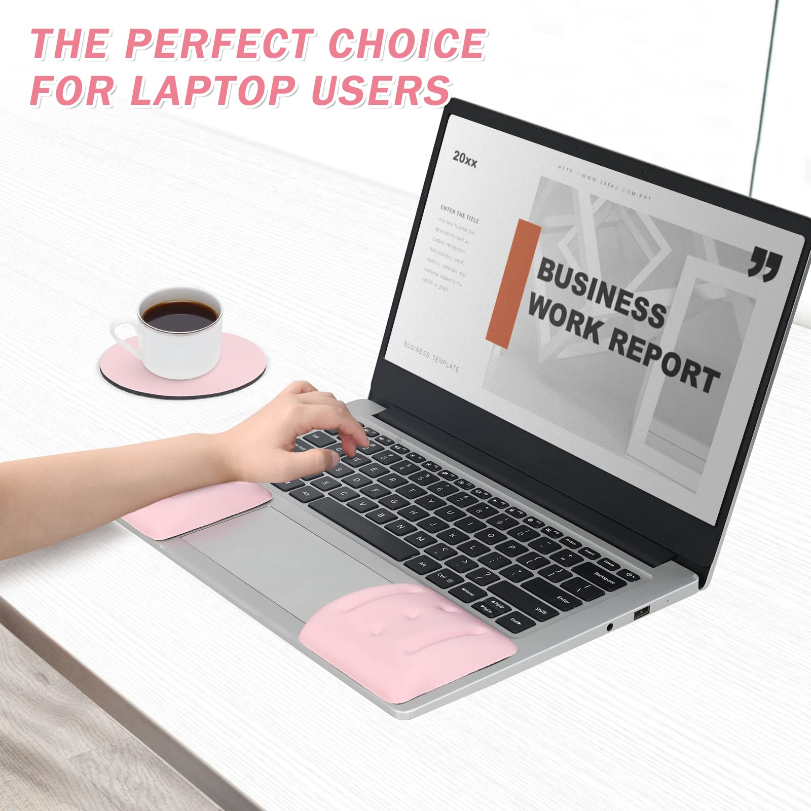 VAGAU Wrist Rests for Laptop, Wrist Support for Keyboard and Mouse Pink