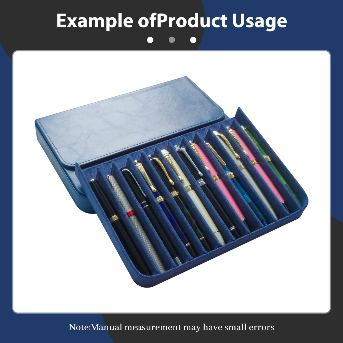 MIVLXLX 12 Slot Fountain Pen Case, Handmade Magnetic,Christmas Gift(blue)