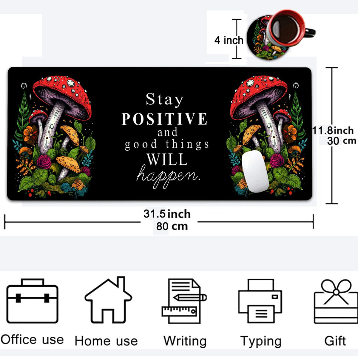 Large Mouse Pad, 31.5 x 11.8in Extended Gaming Mouse Pad with Stitched Edges, XXL Mousepad