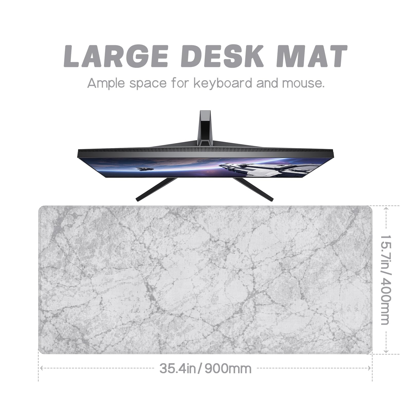 Baziabbo Desk Mat,XXL Extended Large Mouse Pad,Gaming Mousepad with Stitched Edge,Non-Slip Rubber