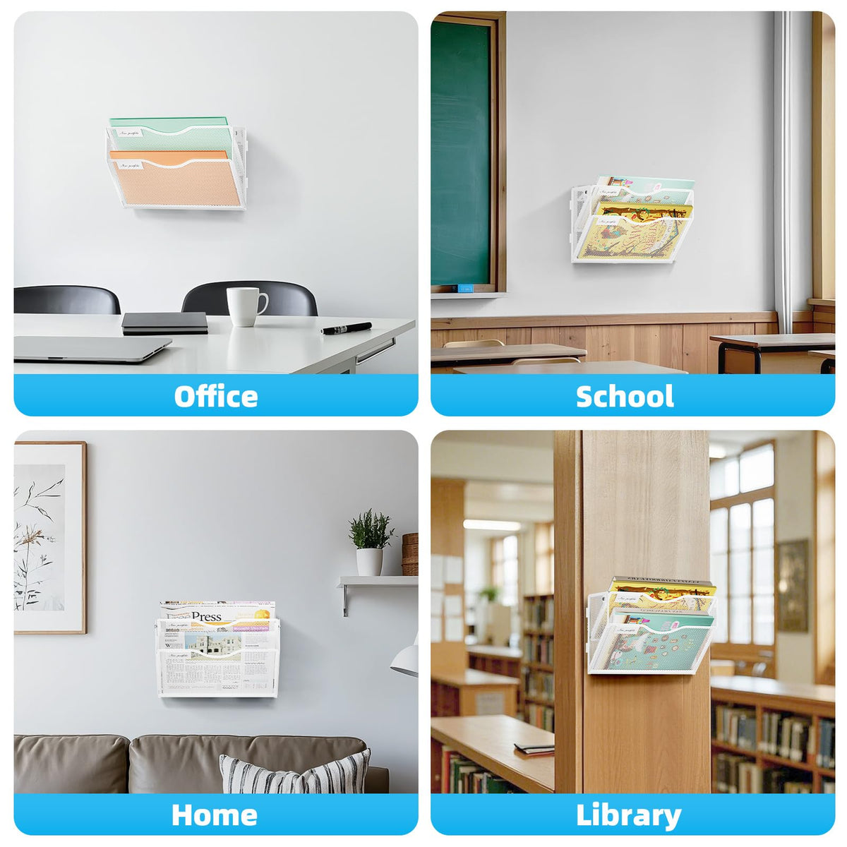 Marbrasse Wall File Holder 2-Tier Hanging Wall File Organizer, Mesh Mail Holder for Papers, Wall
