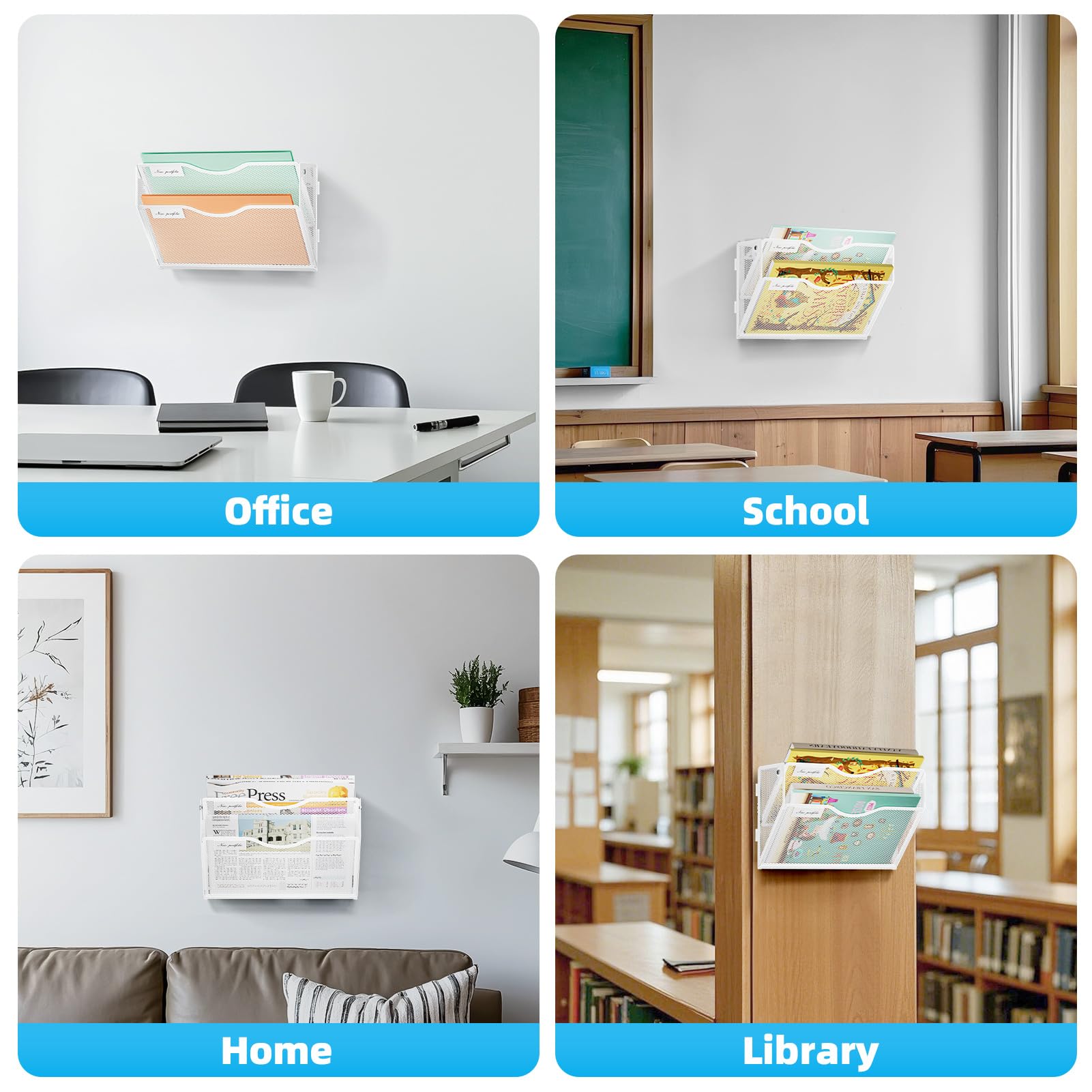 Marbrasse Wall File Holder 2-Tier Hanging Wall File Organizer, Mesh Mail Holder for Papers, Wall