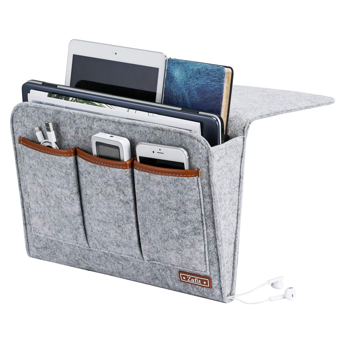 Zafit Bedside Caddy, 6 Pockets Large Size Bedside Storage Organizer Bedside Organizer Caddy for