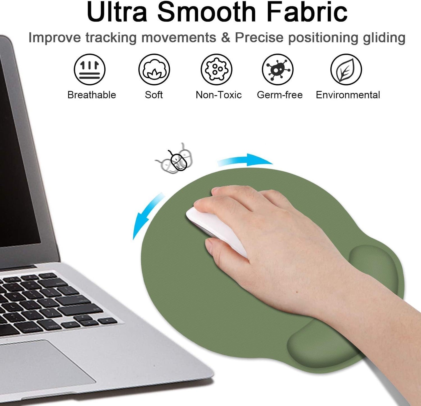 Britimes Ergonomic Mouse Pad Set with Wrist Rest, Green