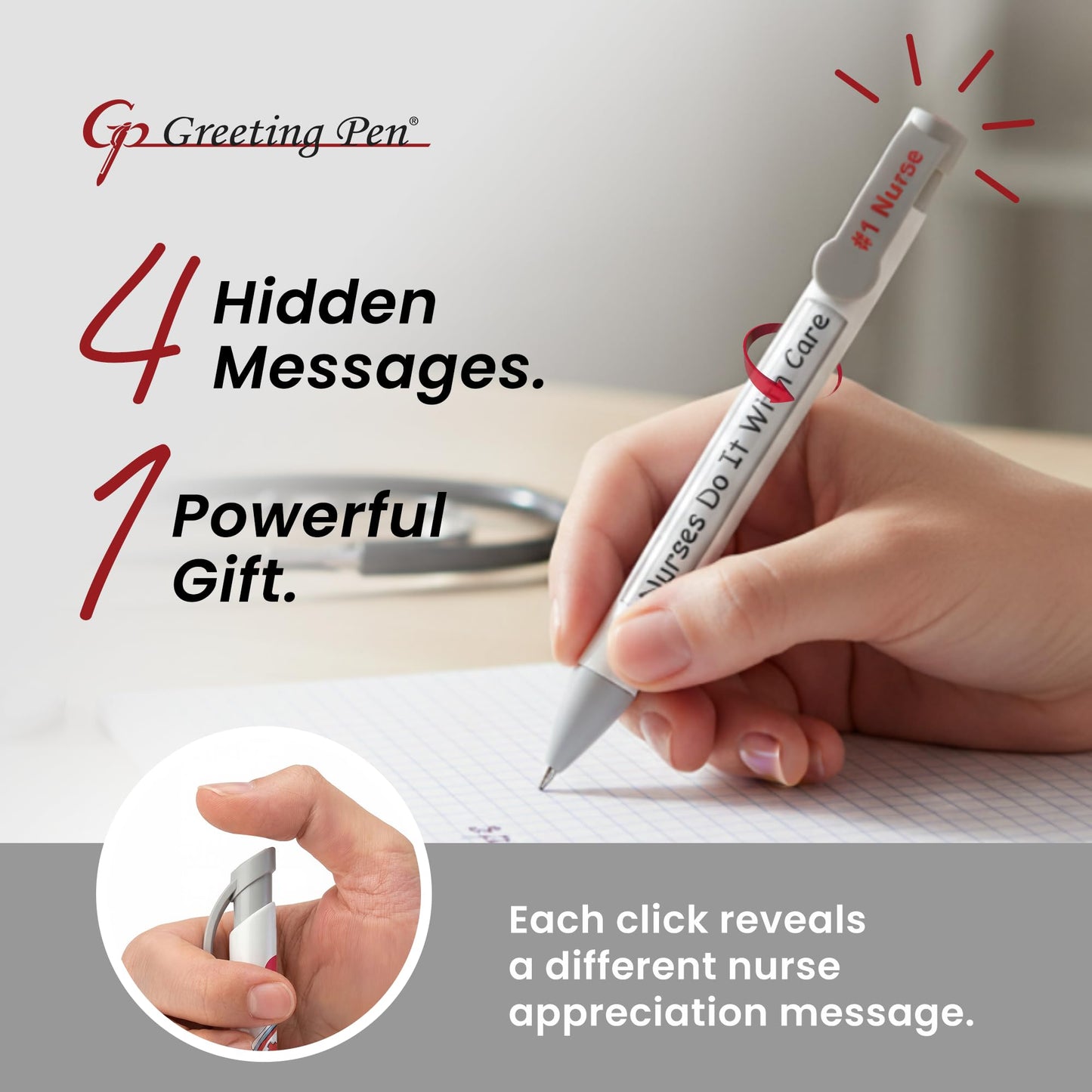 Greeting Pen – Nurse Appreciation Pen Set with Uplifting Rotating Messages – Cute, Bulk Presents
