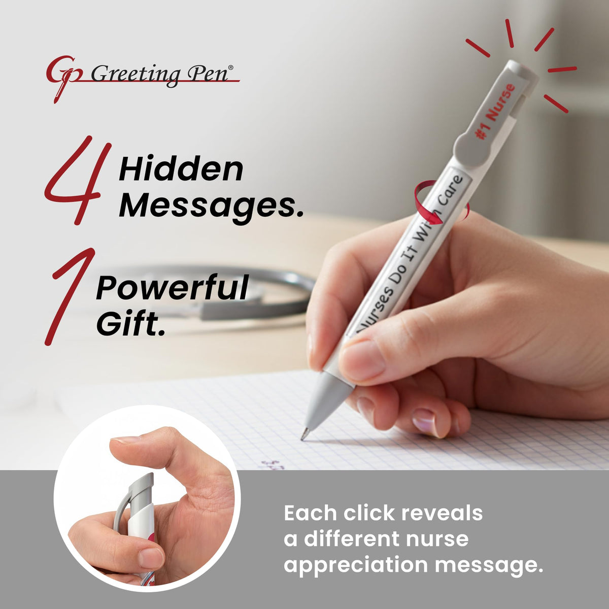 Greeting Pen Nurse Appreciation Rotating Message Pen Canister - Inspirational Nurse Pens with 4