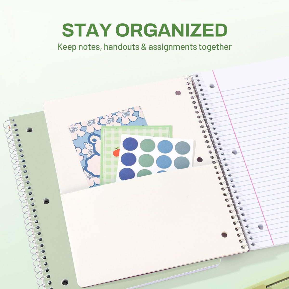 SUNEE Spiral Notebook, 1-Subject, College Ruled Paper, 8" x 10-1/2", 100 Sheets per Notebook