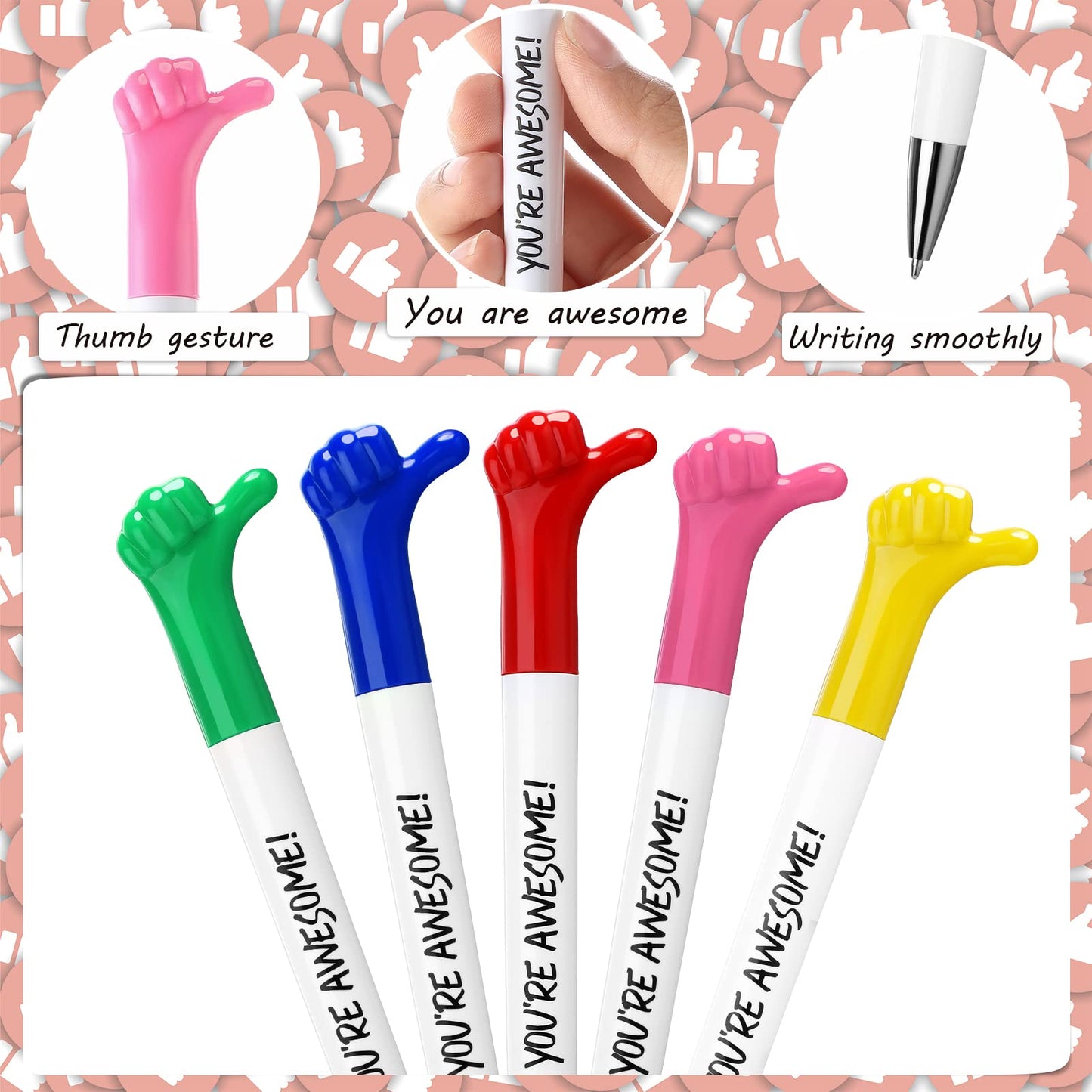 Fumete 100 Pcs You're Awesome Thumbs up Pens Thank You Gifts Inspirational Quotes Fun Employee