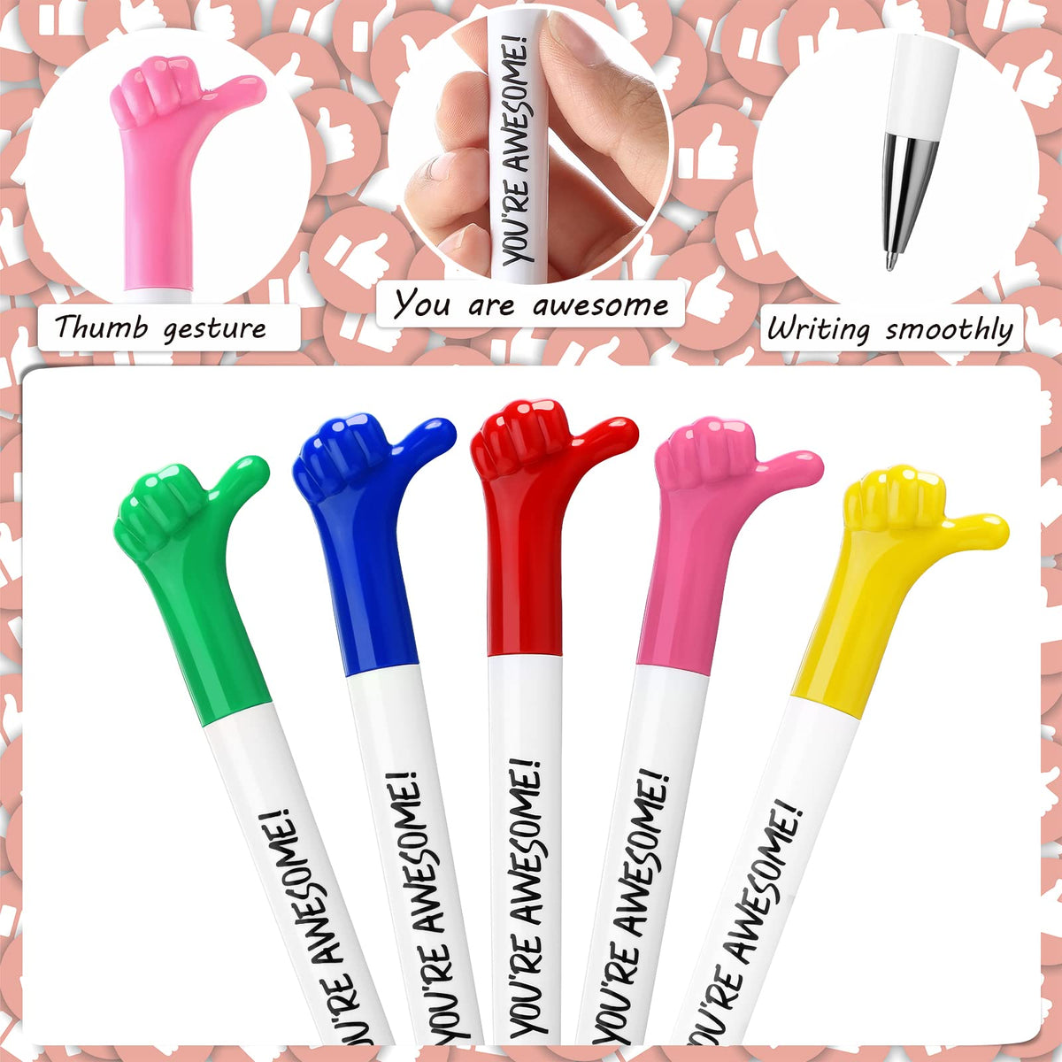 Fumete 100 Pcs You're Awesome Thumbs up Pens Thank You Gifts Inspirational Quotes Fun Employee