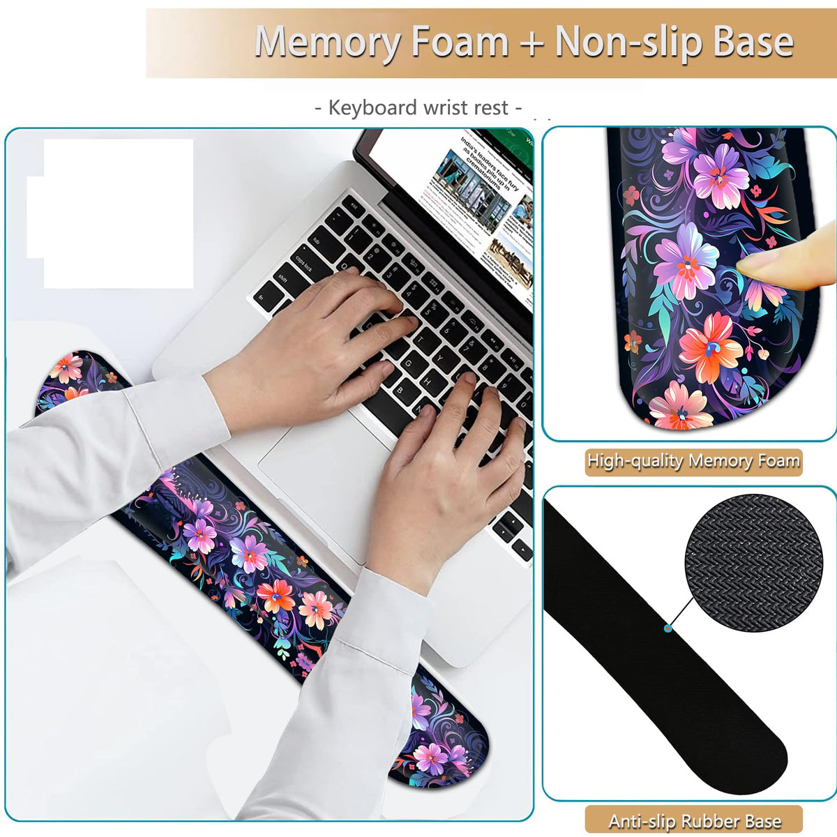 Keyboard Wrist Rest and Mouse Pad Wrist Support Set, Ergonomic Gel Mouse Pad Wrist Rest with