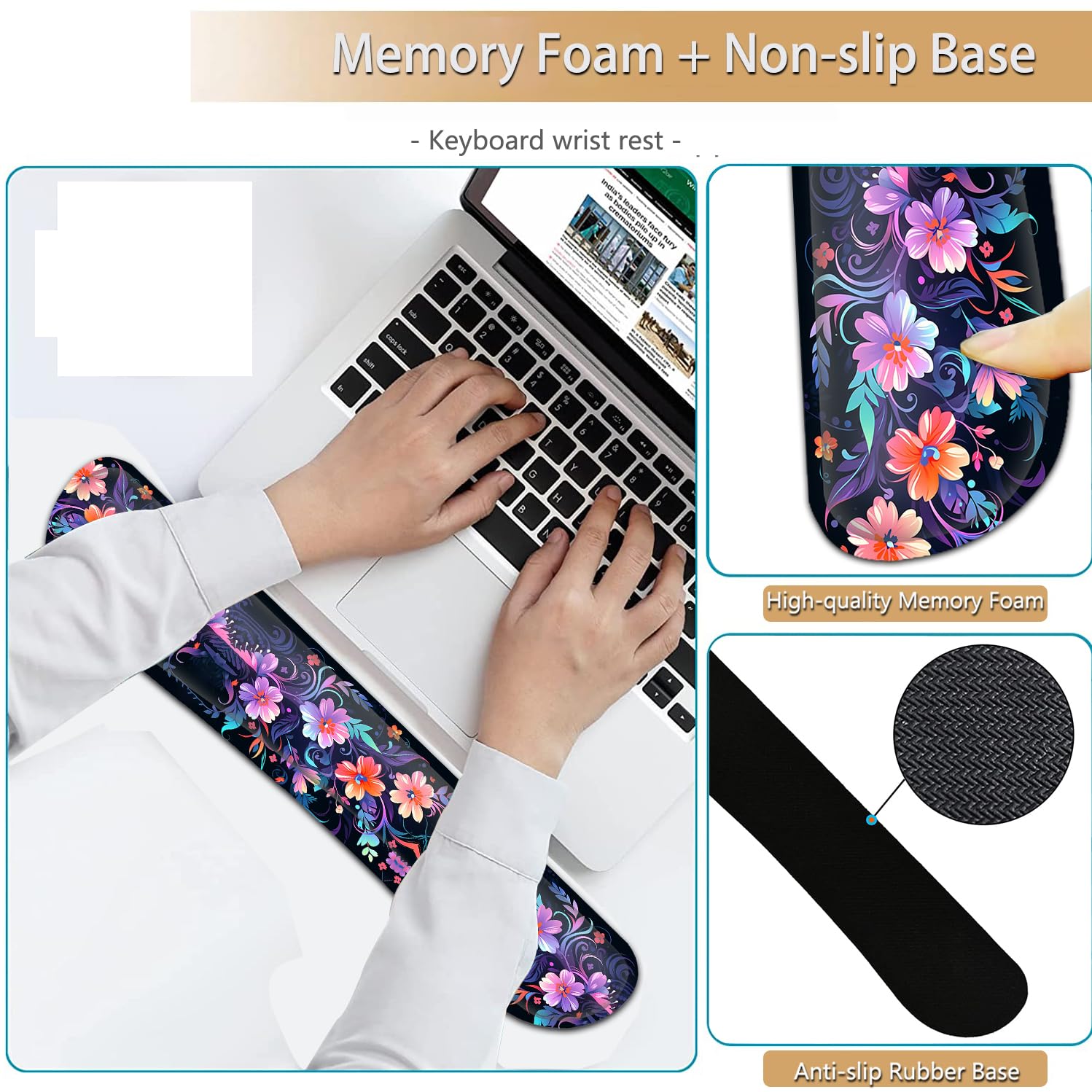 Keyboard Wrist Rest and Mouse Pad Wrist Support Set, Ergonomic Gel Mouse Pad Wrist Rest with