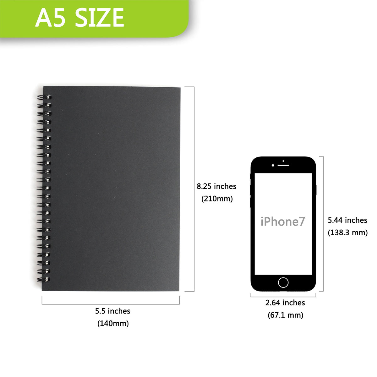 TWONE 3 Packs Soft Cover Notebook with Lined Paper Black Spiral Notebooks with 100 Ruled Pages 50