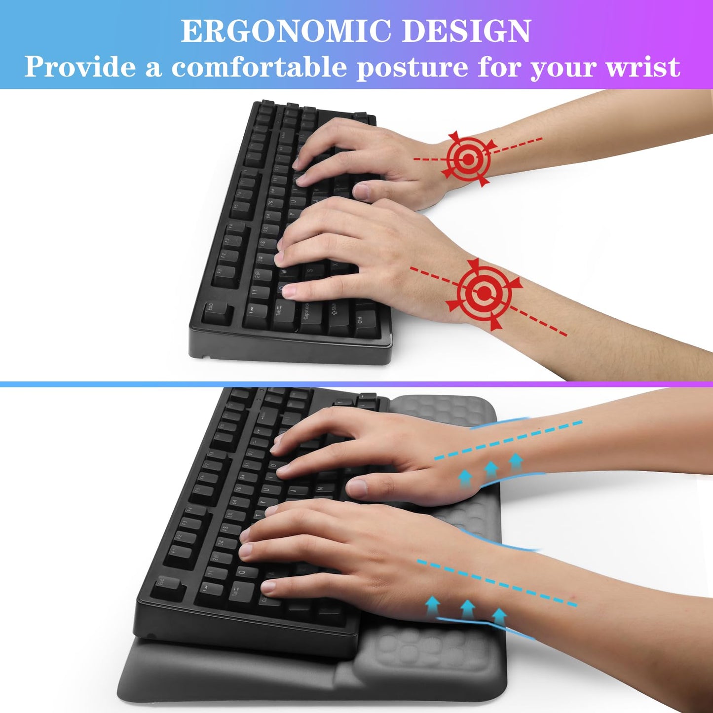 Computer Keyboard Stand with Wrist Rest, Ergonomic Tilted Keyboard Holder - Keyboard Riser with