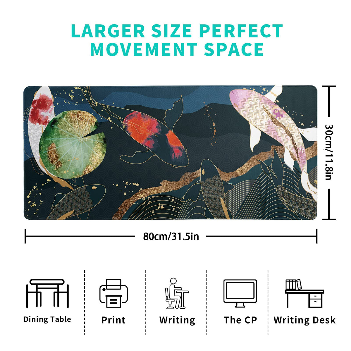 Japanese Gaming Mouse Pad XL - Extended Large Mouse Mat Desk Pad, Stitched Edges Mousepad, 3mm