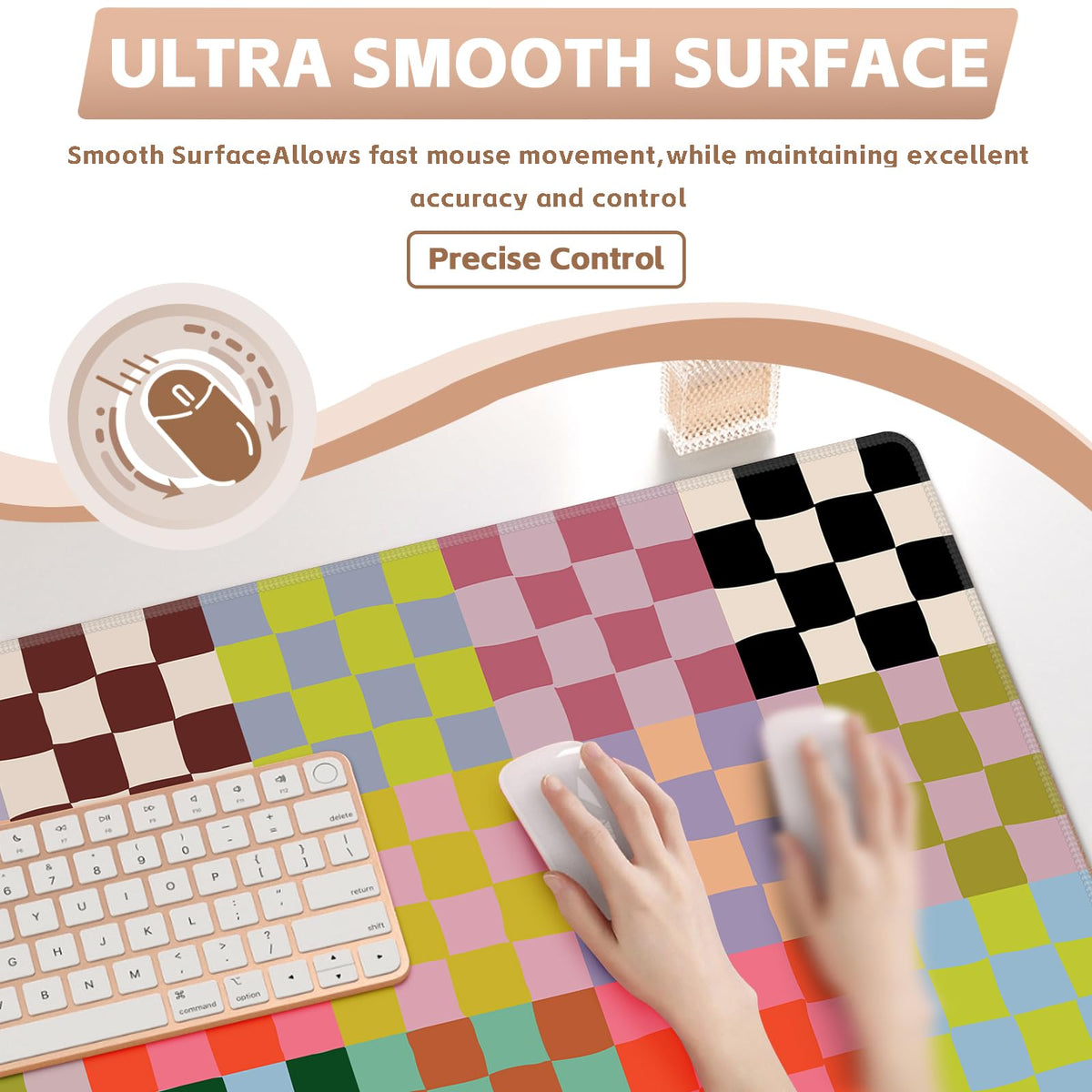 Baziabbo Checkered Desk Mat,XXL Extended Big Mouse Pad,Gaming Mousepad with Stitched Edge,Non-Slip