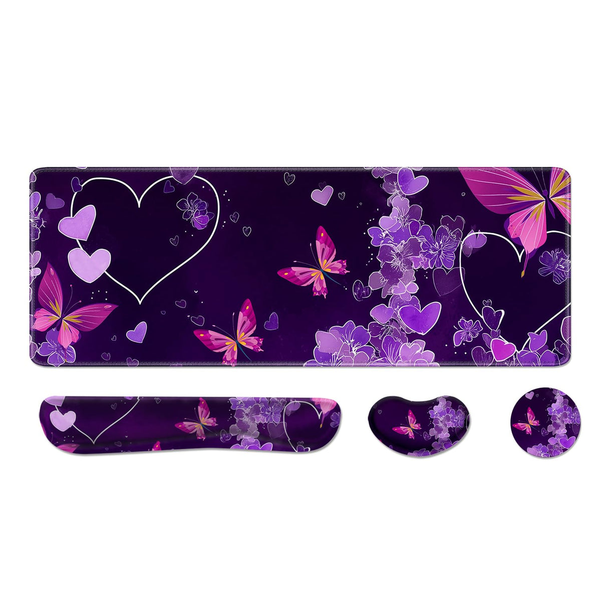Desk Pad and Keyboard Wrist Rest, Large Mouse Pad + Keyboard Pad+Mouse Wrist Support, Non-Slip Desk