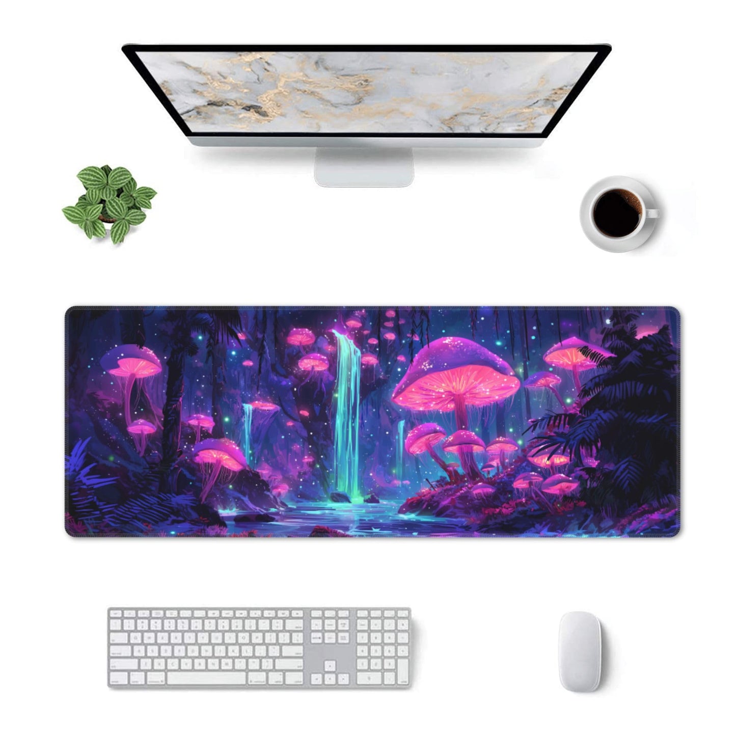 Mushroom Mouse Pad Extended Large Gaming Mouse Pad XL Stitched Edges for Gamer Home Office 31.5 X