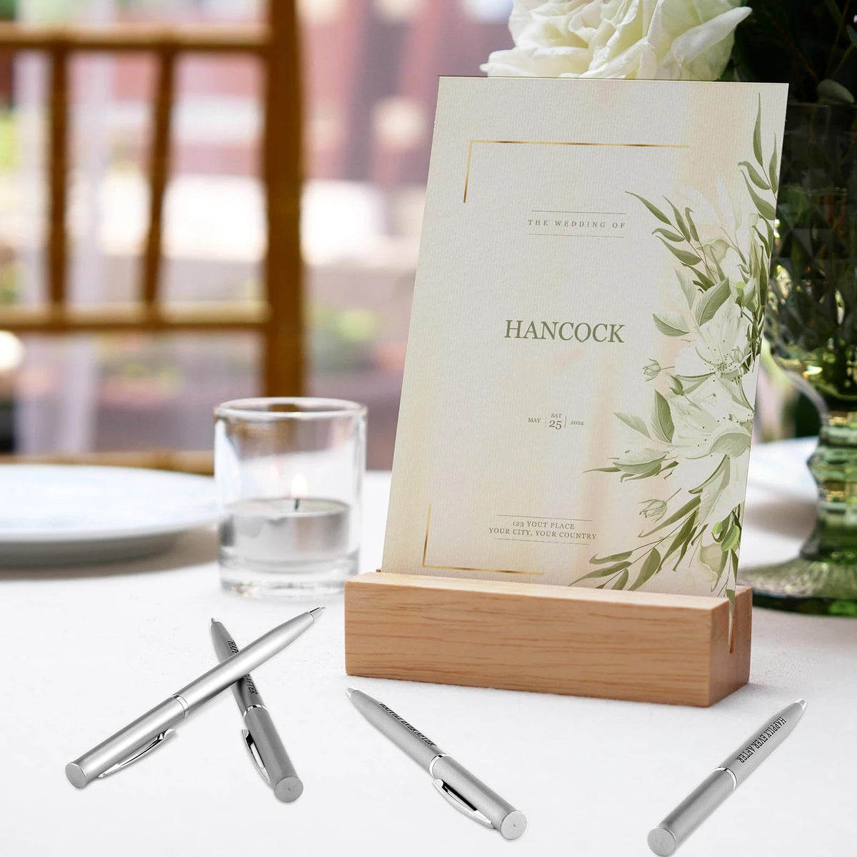 Outus 100 Pcs Wedding Favors Pens Metal Bulk Slim Ballpoint Pen, Silver