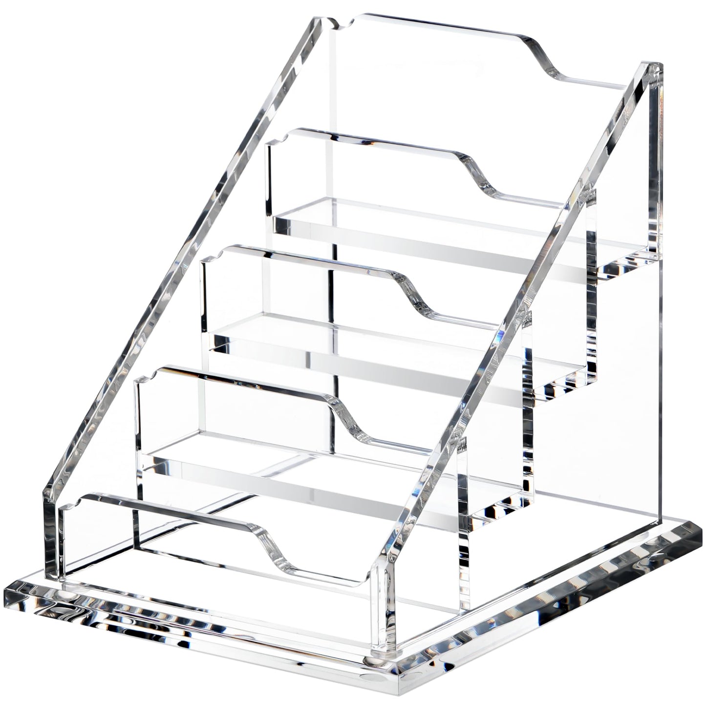 HeZone Acrylic Card Holder Clear Horizontal Business Card Organizer Stand for Desk 4 Slots 4 Tier