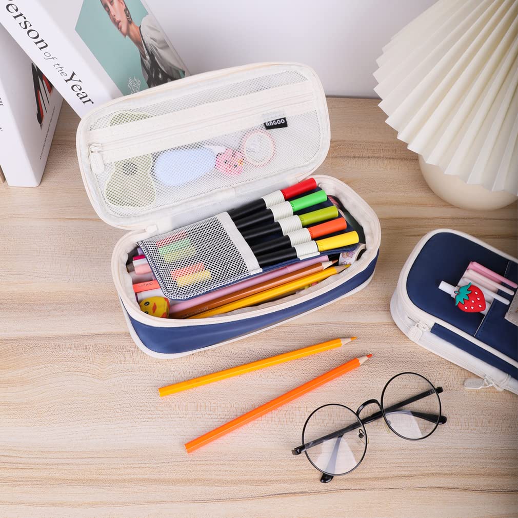 iSuperb Foldable Pencil Case Zipper Big Capacity Aesthetic Canvas Pencil Pouch Pen Bag for Kids