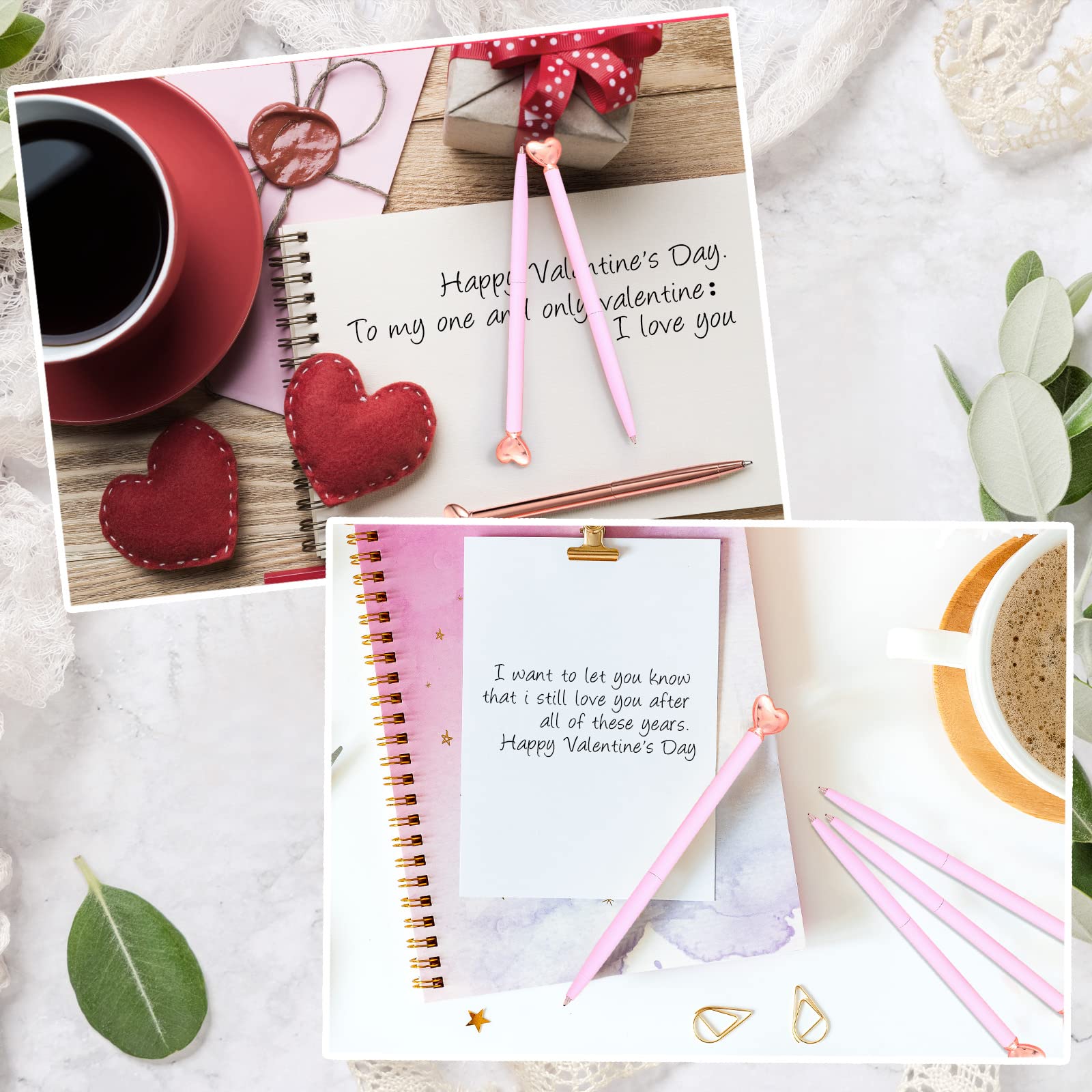 Thenshop Pink 24 Pcs Heart Shaped Pens Retractable Metal Cute Pens 1.0 mm Black Ink Ballpoint