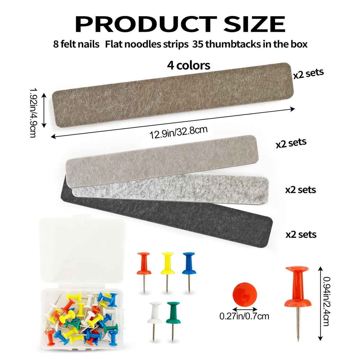 8 Pcs Black Brown Gray Felt Pin Board Bar Strips Bulletin Board ，Self-Adhesive Bulletin Board Bar