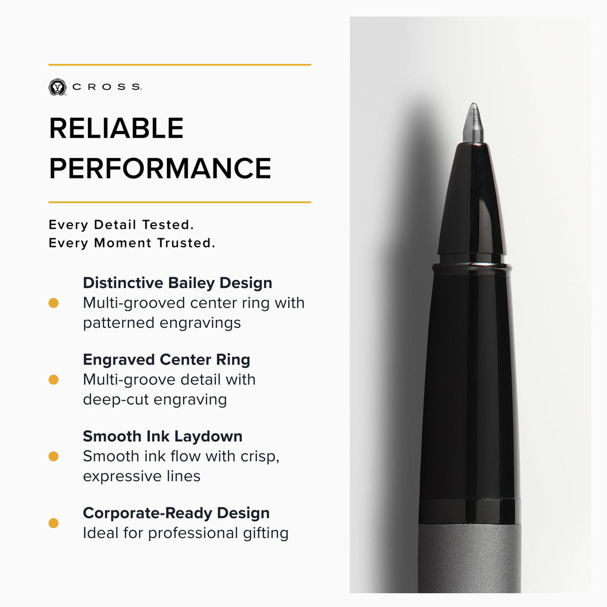 Cross Bailey Matte Gray Lacquer Rollerball Pen, Medium Point, Black Ink