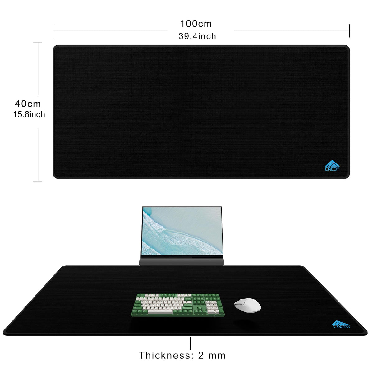 Cacoy 40"x16" Large Gaming Mouse Pad for Desk, XXL Keyboard Mouse Mat,Black