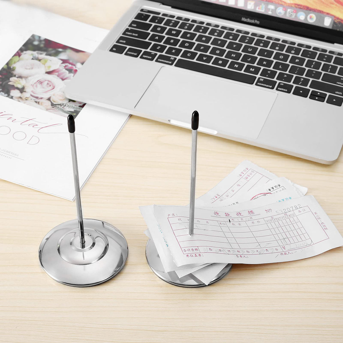 2PCS Bill Fork, Receipt Holder Spike, Stainless Steel Silver Restaurant Receipt Holder, Paper Memo