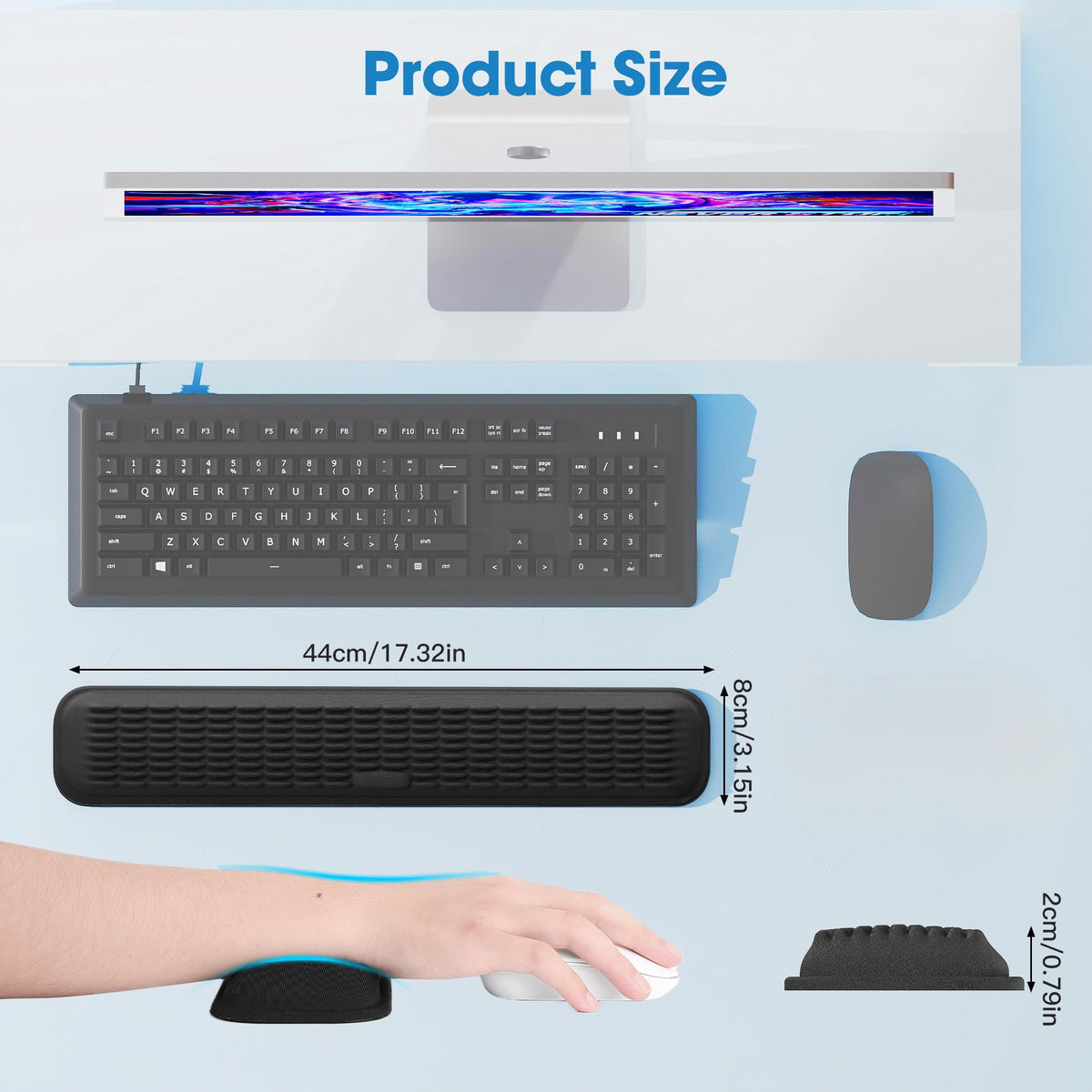 MEKASS Keyboard Wrist Rest, Soft Memory Foam Wrist Support, Keyboard Hand Rest Pad for Wrist Pain
