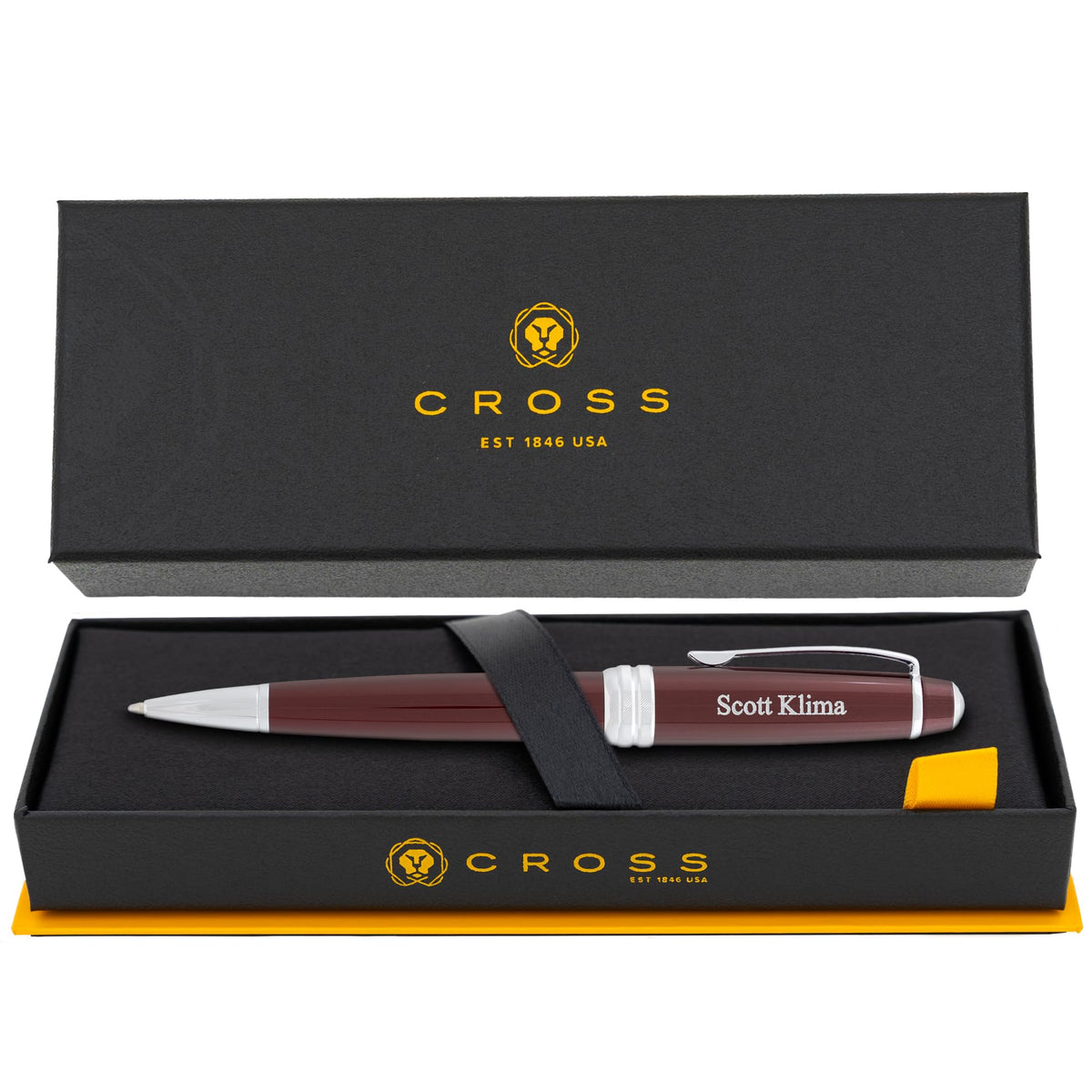 Cross Bailey Personalized Ballpoint Pen in Red Lacquer with Chrome Trim