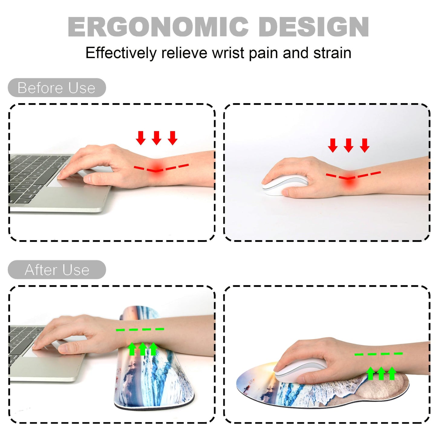 Ergonomic Mouse Pad with Wrist Rest and Keyboard Wrist Rest, Mousepad