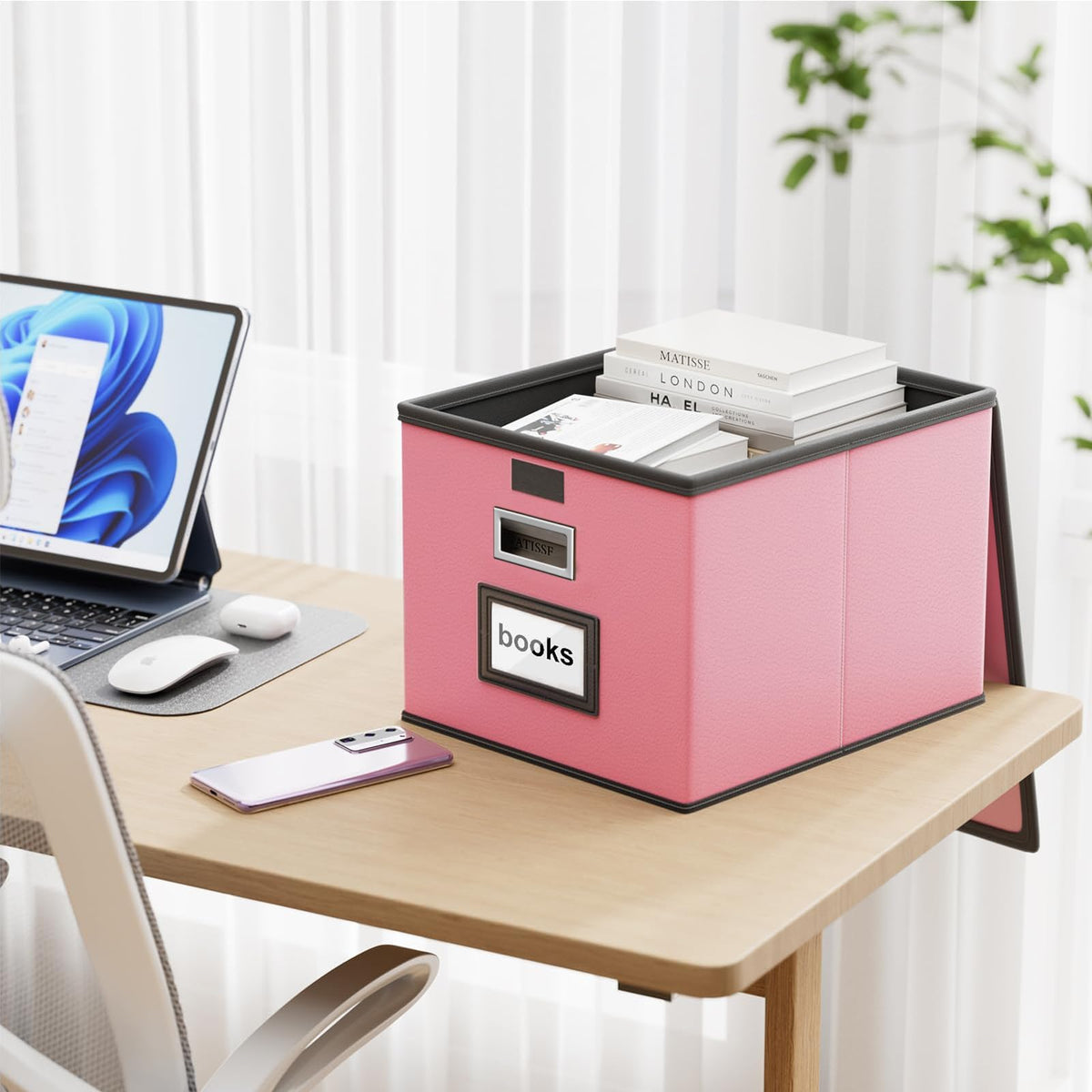 Huolewa File Organizer Box with Lids, Collapsible File Folder Organizer