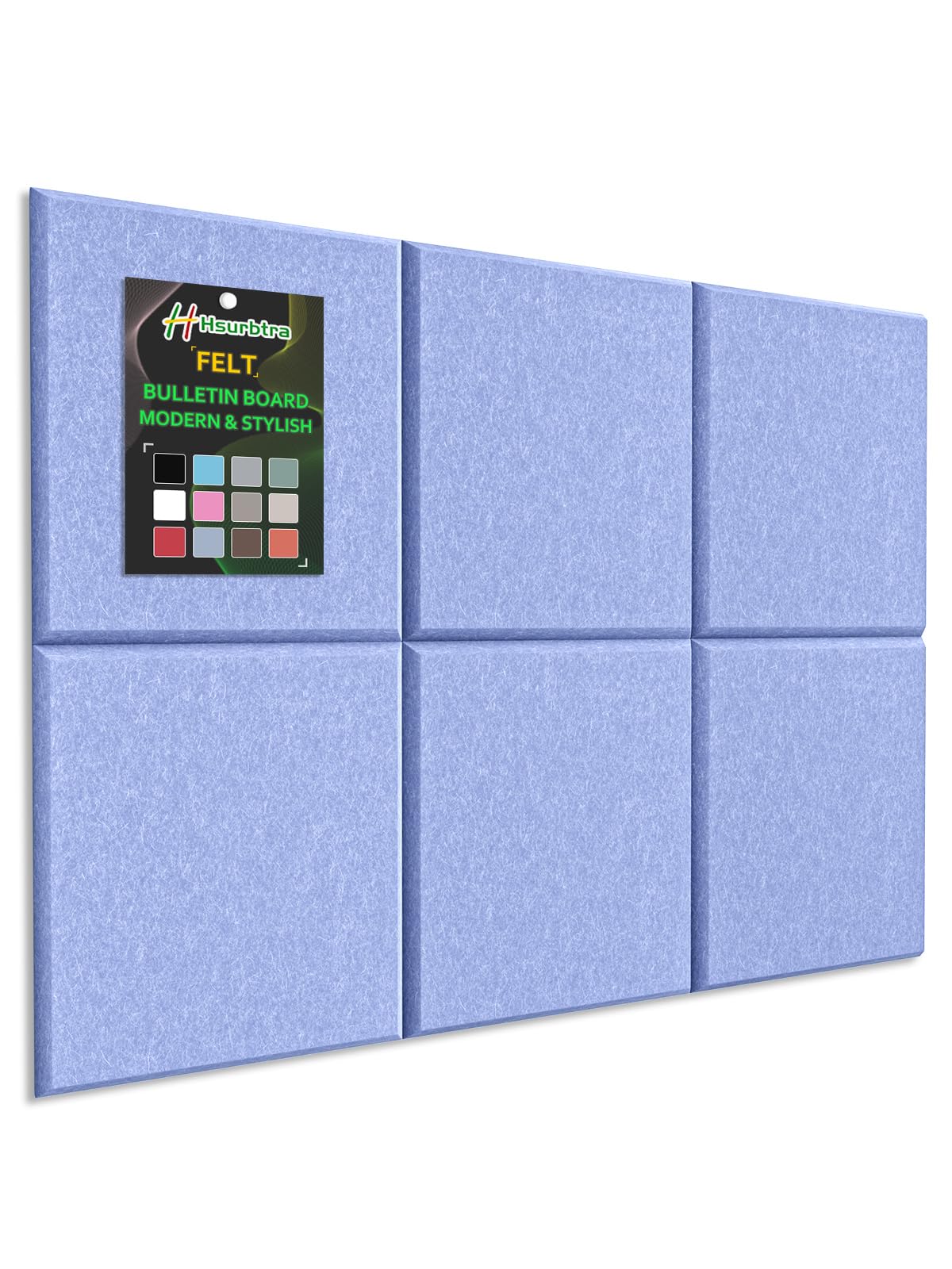 Hsurbtra Cork Board for Wall 24 x 18 Inch, 6 Pack Felt Bulletin Notice Board with Pushpins for