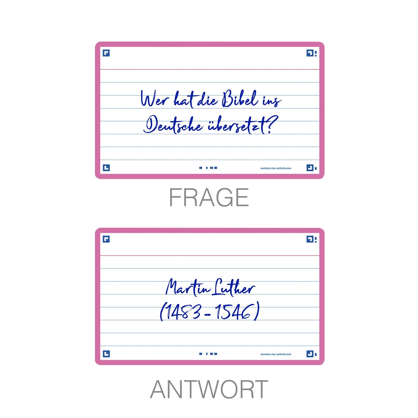 Oxford Flash 2.0 Index Cards A7, Flashcards, 75 x 125 mm, Lined, Fuchsia, 80 Sheets