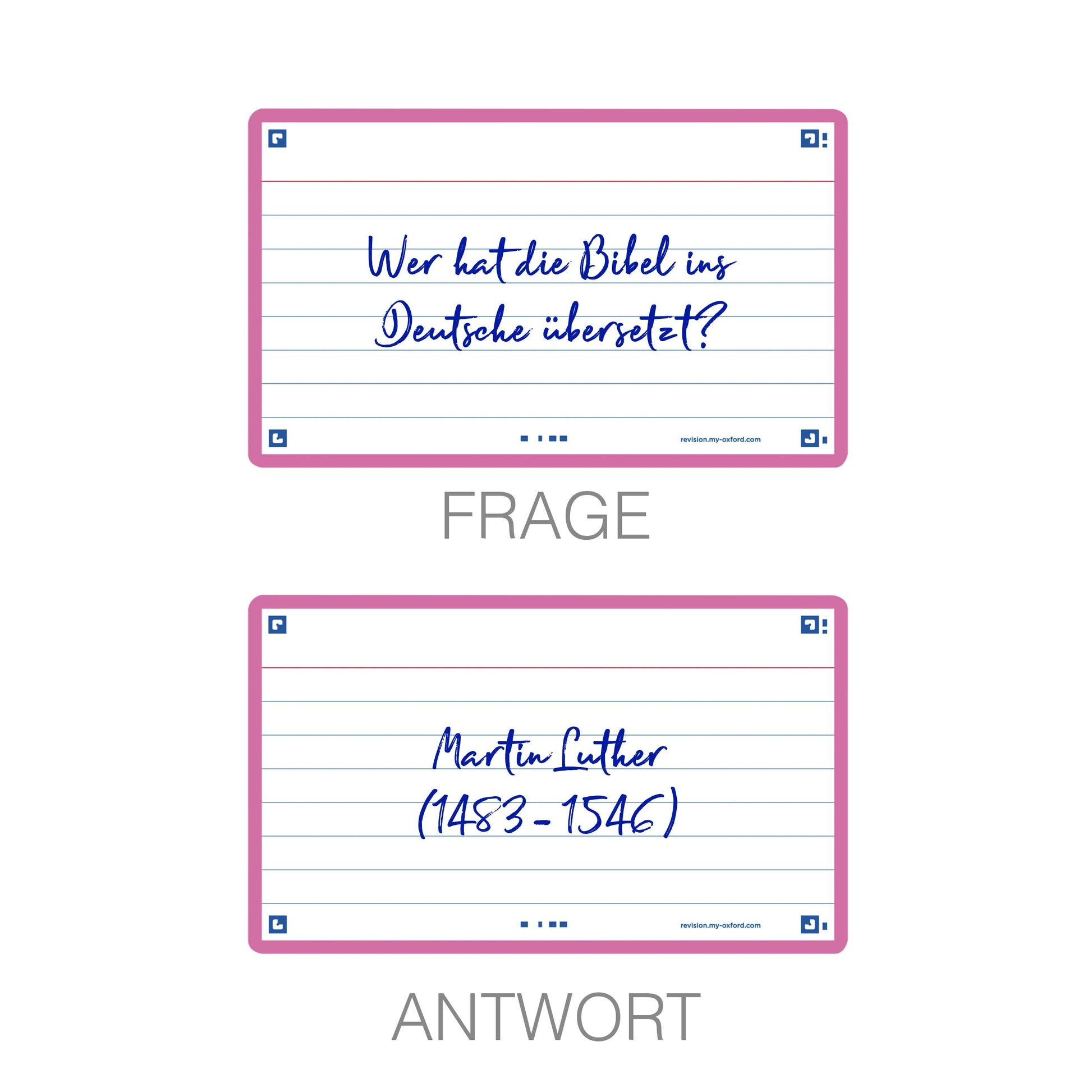 Oxford Flash 2.0 Index Cards A7, Flashcards, 75 x 125 mm, Lined, Fuchsia, 80 Sheets