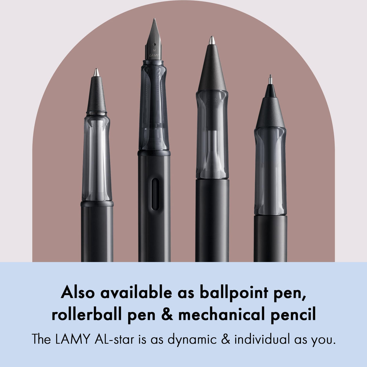 LAMY AL-star black - Fountain Pen with ergonomic grip & black steel nib in size EF - lightweight